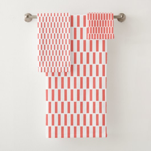 サンゴの白い幾何学的パターン バスタオルセット (インサイチュ)