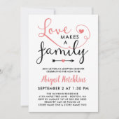 サンゴの白い愛が家族の養子縁組シャワーを作る 招待状 (正面)