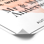 サンゴの結婚水色ハートへようこそ ポスター (角)