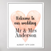 サンゴの結婚水色ハートへようこそ ポスター (正面)