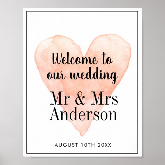 サンゴの結婚水色ハートへようこそ ポスター (正面)