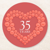 サンゴの結婚記念日ハート写真機 ラウンドペーパーコースター (正面)