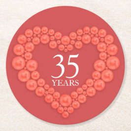 サンゴの結婚記念日ハート写真機 ラウンドペーパーコースター