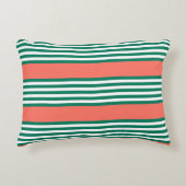 サンゴの緑と白ストライプの5つのパターン アクセントクッション (正面)