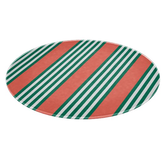 サンゴの緑と白ストライプの5つのパターン カッティングボード (角)