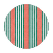 サンゴの緑と白ストライプの5つのパターン カッティングボード (正面)