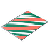 サンゴの緑と白ストライプの5つのパターン ノートブック (左側)