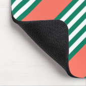 サンゴの緑と白ストライプの5つのパターン マウスパッド (コーナー)