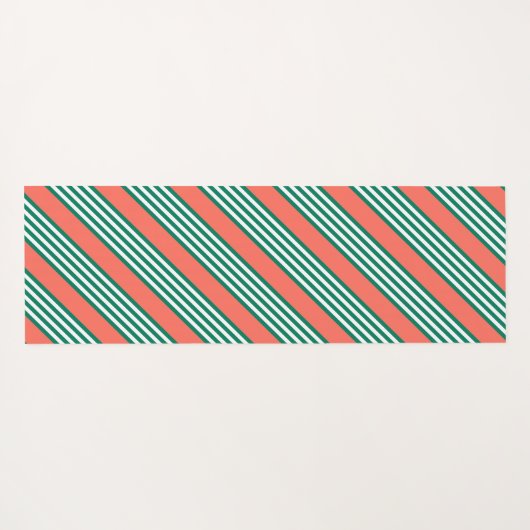 サンゴの緑と白ストライプの5つのパターン ヨガマット (裏面(横))