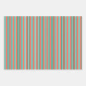 サンゴの緑と白ストライプの5つのパターン ラッピングペーパーシート (正面3)