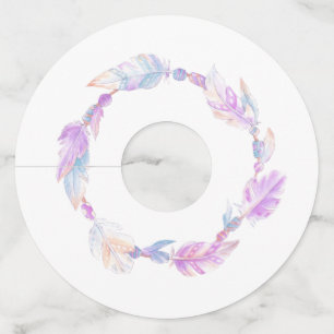 サンゴの羽毛とビーズ ワイングラスタグ