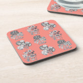サンゴの背景にモノクロームの花 コースター (左側)