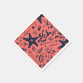 サンゴの背景に生息する貝殻 スタンダードカクテルナプキン (角)