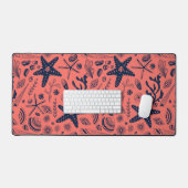 サンゴの背景に生息する貝殻 デスクマット (キーボード&マウス)