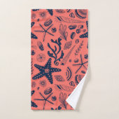 サンゴの背景に生息する貝殻 バスタオルセット (ハンドタオル)