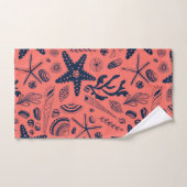 サンゴの背景に生息する貝殻 バスタオルセット (ハンドタオル)