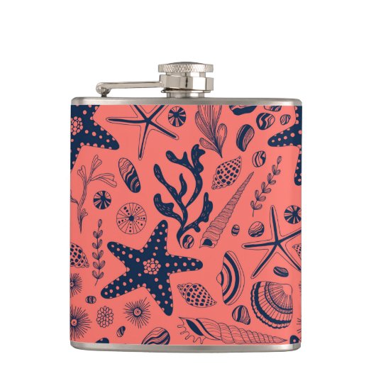 サンゴの背景に生息する貝殻 フラスク (正面)