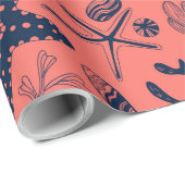 サンゴの背景に生息する貝殻 ラッピングペーパー (ロールコーナー)