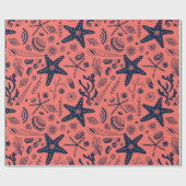 サンゴの背景に生息する貝殻 ラッピングペーパー (フラット)