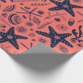 サンゴの背景に生息する貝殻 ラッピングペーパー (角)
