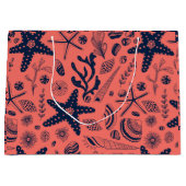 サンゴの背景に生息する貝殻 ラージペーパーバッグ (正面)