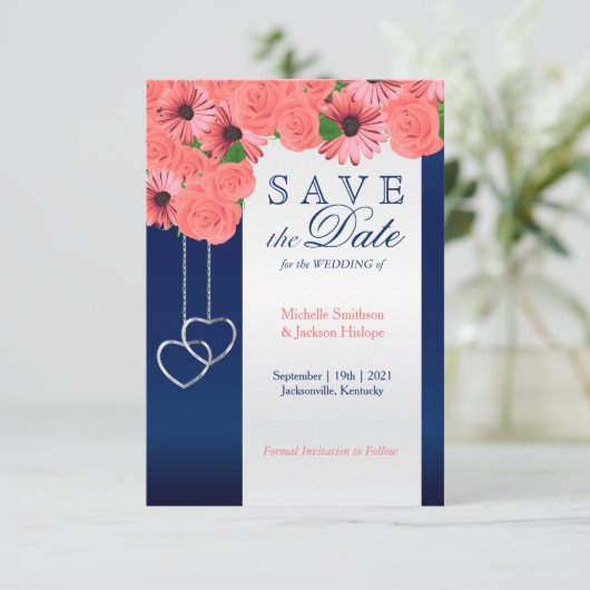 サンゴの花とネイビーブルー – 日付を保存 セーブザデート (スタンド正面)