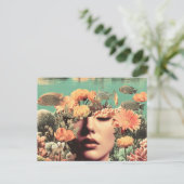 サンゴの花と水中での超現実的な肖像画 ポストカード (スタンド正面)