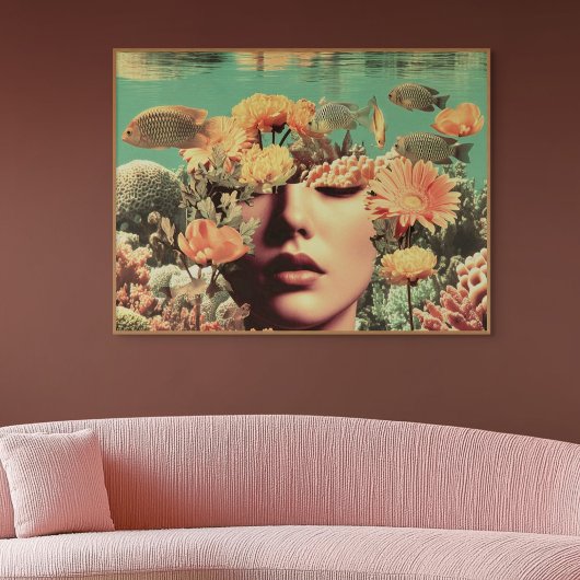 サンゴの花のある超現実的な水中肖像画 キャンバスプリント
