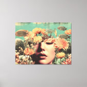 サンゴの花のある超現実的な水中肖像画 キャンバスプリント (正面)
