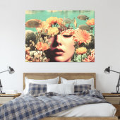サンゴの花のある超現実的な水中肖像画 キャンバスプリント (インサイチュ (寝室))