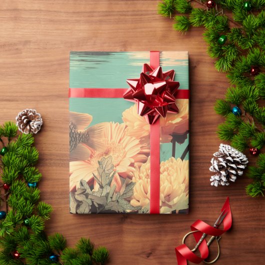 サンゴの花を纏ったシュールな水中肖像 ラッピングペーパー (クリスマスギフト)