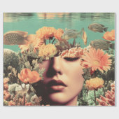 サンゴの花を纏ったシュールな水中肖像 ラッピングペーパー (フラット)