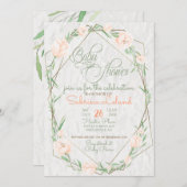 サンゴの花緑のテラリウム赤ちゃんシャワー 招待状 (正面/裏面)