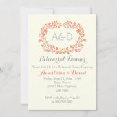 サンゴの葉のイニシャル結婚のリハーサルディナー 招待状 (正面)