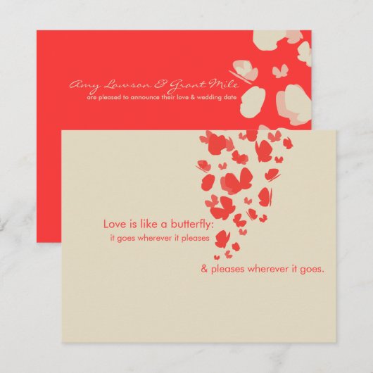 サンゴの蝶 Save The Date 招待状 (正面/裏面)