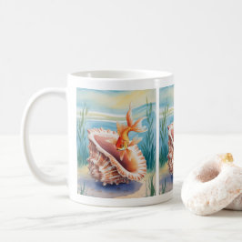 サンゴの貝殻に見える水彩金魚 コーヒーマグカップ