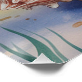 サンゴの貝殻に見える水彩金魚 ポスター (コーナー)