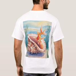 サンゴの貝殻に見える水彩金魚 Tシャツ