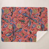 サンゴの赤にドードルバグ シェルパブランケット (正面(横))