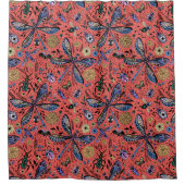 サンゴの赤にドードルバグ シャワーカーテン (正面)