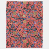 サンゴの赤にドードルバグ フリースブランケット (正面)