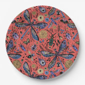 サンゴの赤にドードルバグ ペーパープレート (正面)