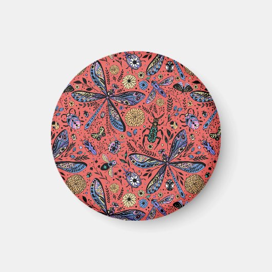 サンゴの赤にドードルバグ マグネット (正面)