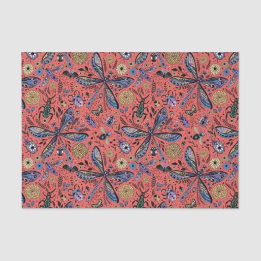 サンゴの赤にドードルバグ 薄葉紙 (正面)