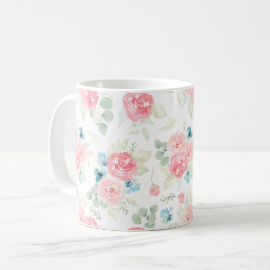 サンゴの軟水カラーフローラブーケ コーヒーマグカップ (正面左)