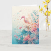 サンゴの間の優雅な鮮やか乗馬 カード (黄色い花)