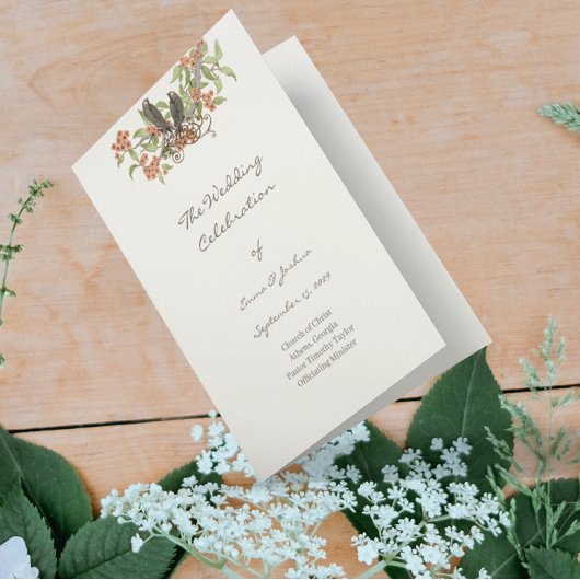 サンゴの魔法の森 三つ折り結婚式プログラム