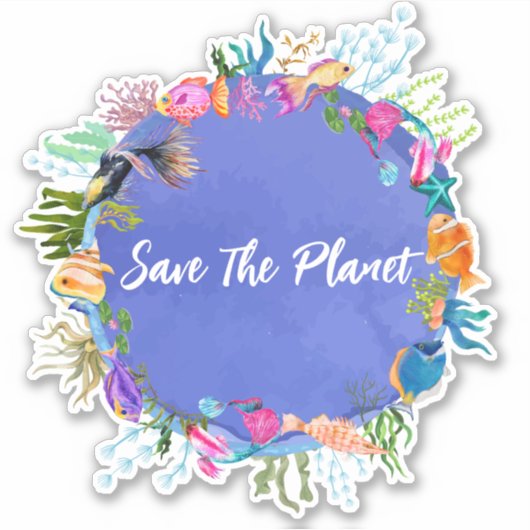 サンゴの魚が惑星のシールを保存 シール (正面)