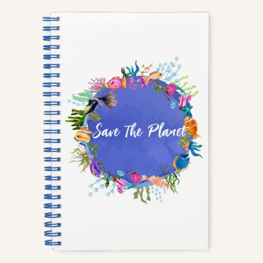 サンゴの魚、海ブルー惑星を保存 ノートブック (正面)