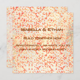 サンゴぼやけと黄色がかった小さな正方形またはタイル 招待状